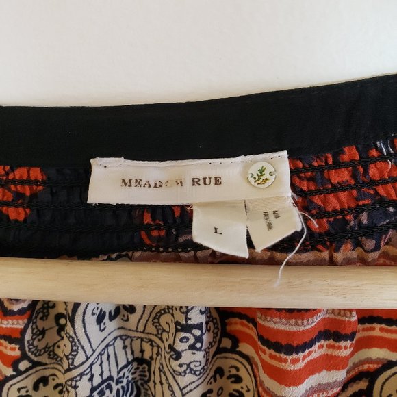 Meadow Rue Blossom Peasant Blouse Red Silk Large - Picture 3 of 7